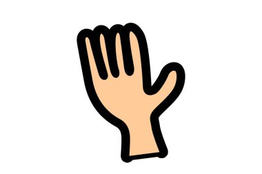 Beyaz arka planda parmakları olan bir avuç içi - çizim tasarımı 