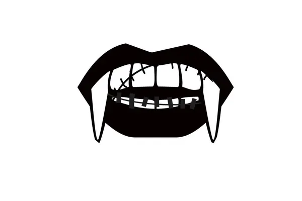 Wampirze Usta Otwarte Usta Długie Zęby Piękne Kobiece Usta Ostre — Zdjęcie stockowe