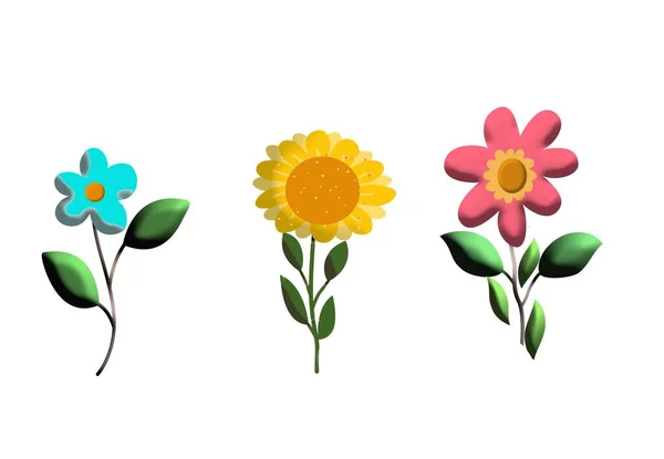 Cute Flower Icon In Flat Design. Icon set of flower with color. Set of decorative floral design elements