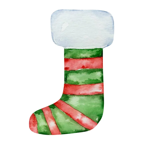 Kış Tasarımı Için Suluboya Kırmızı Yeşil Çorap — Stok fotoğraf