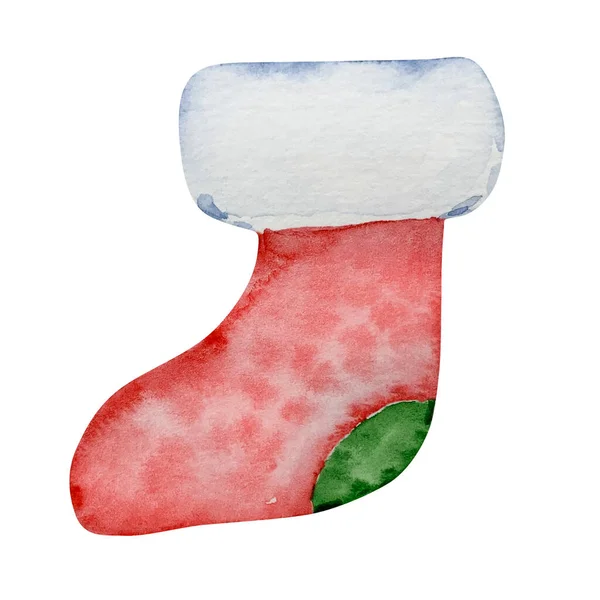 Kış Tasarımı Için Suluboya Kırmızı Yeşil Çorap — Stok fotoğraf