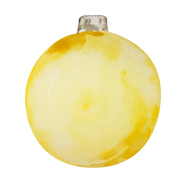 Υδατογραφία Χριστουγεννιάτικο Δέντρο Παιχνίδια Κίτρινη Μπάλα Για Σχεδιασμό Χειμώνα — Φωτογραφία Αρχείου