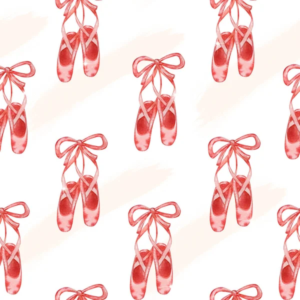 Padrão Sem Costura Natal Aquarela Com Bailarina Rosa Aponte Sapatos — Fotografia de Stock