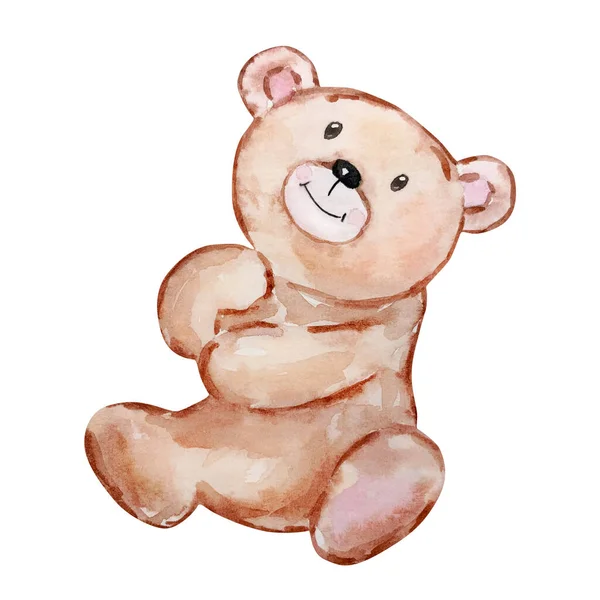 Watercolor Cute Teddy Bear Valentines Day Festive Design — 스톡 사진