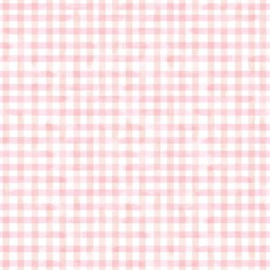 Watercolor pink plaid seamless Valentine's Day pattern for design and print