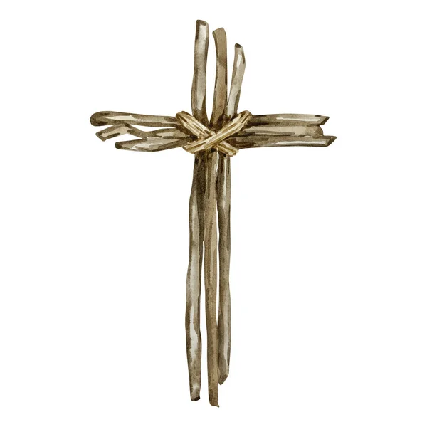 Watercolor Cross Easter Religious Symbol Design Church Holidays — Stockfoto