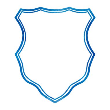 Watercolor traditional blue crest for design and print