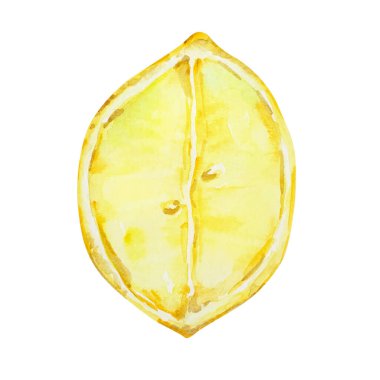 Watercolor yellow juicy lemon slice for design and print