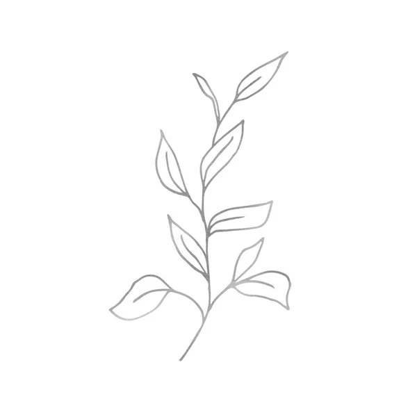 Wildflowers Line Art Hand Drawn Flowers Botanical Elements Card Invitation — Stock Fotó