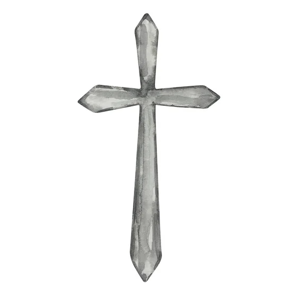 Σταυρός Ακουαρέλας Θρησκευτικό Σύμβολο Του Πάσχα Για Σχεδιασμό Των Εορτών — Φωτογραφία Αρχείου