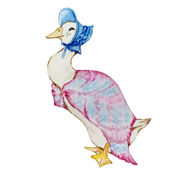 Watercolor Goose Peter Rabbit Friend Children Design — 图库照片