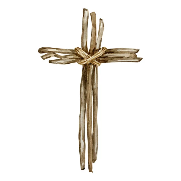 Watercolor Cross Easter Religious Symbol Design Church Holidays —  Fotos de Stock