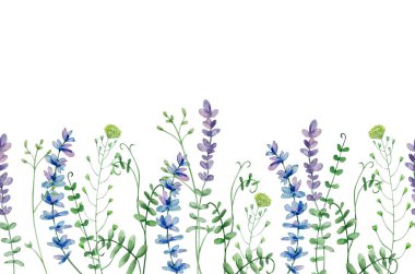 Davetiye ve kart tasarımı için suluboya kır çiçekleri çerçevesi