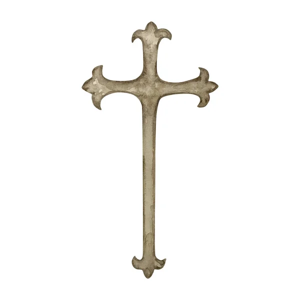 Акварельный Крест Пасхальный Религиозный Символ Оформления Церковных Праздников — стоковое фото