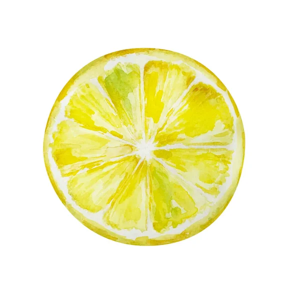 Акварель Желтый Сочный Лимонный Ломтик Дизайна Печати — стоковое фото