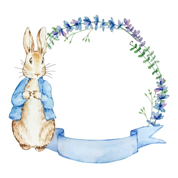 水彩弹彼得兔 带花框 儿童设计 — 图库照片
