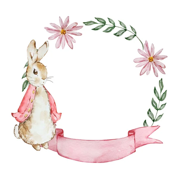 水彩弹彼得兔 带花框 儿童设计 — 图库照片