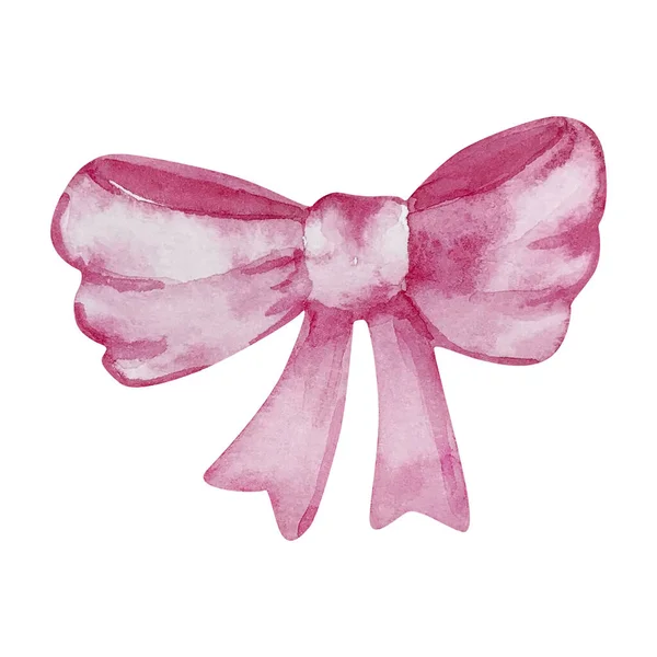 Watercolor Laço Fita Rosa Para Convites Design Cartões — Fotografia de Stock