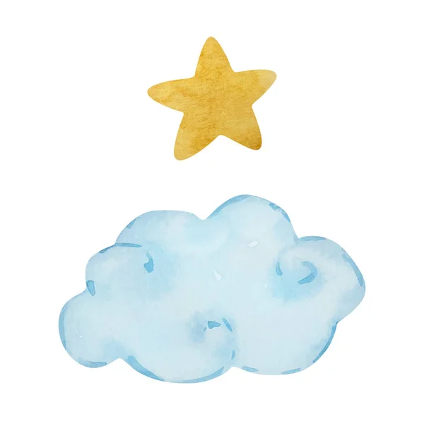 Watercolor Delicate Blue Cloud Star Design Invitations Cards — Stock Photo, Image