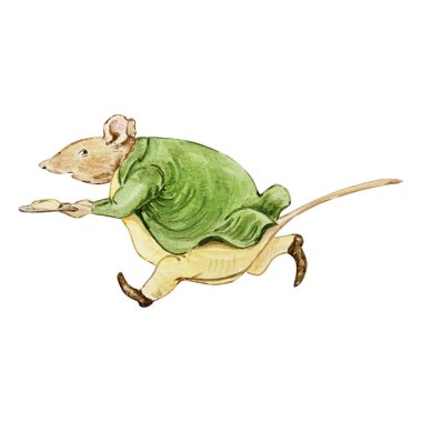Beatrix Potter 'ın çocuk kitabından uyarlanan suluboya çizim Arkadaşları Peter Rabbit