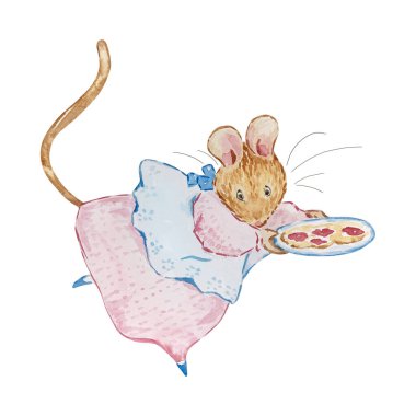 Beatrix Potter 'ın çocuk kitabından uyarlanan suluboya çizim Arkadaşları Peter Rabbit