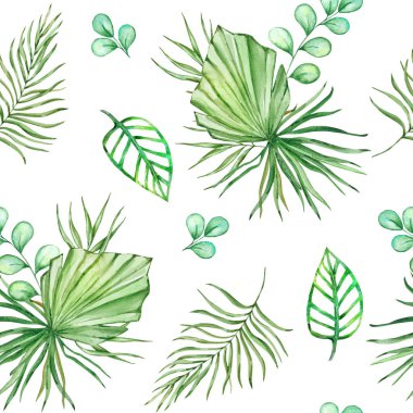 Suluboya yaprakların ve dalların kusursuz deseni