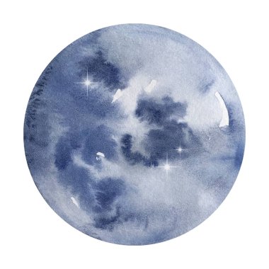 Suluboya açık mavi ay, gezegen