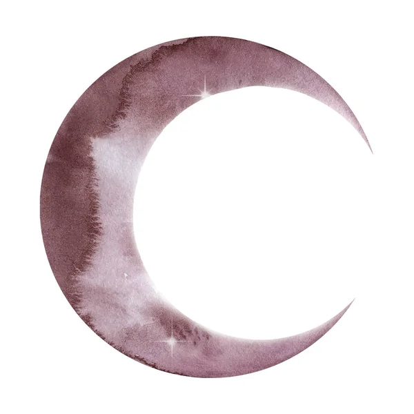 Acuarela Luna Creciente Marrón Planeta —  Fotos de Stock