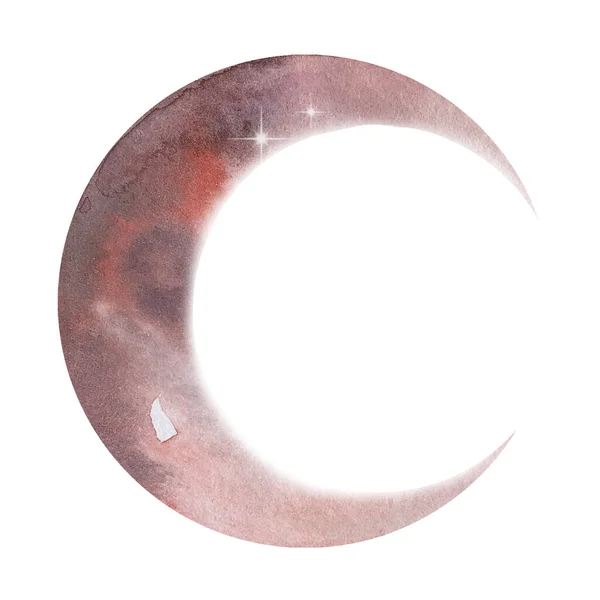Luna Crescente Rosso Acquerello Pianeta — Foto Stock