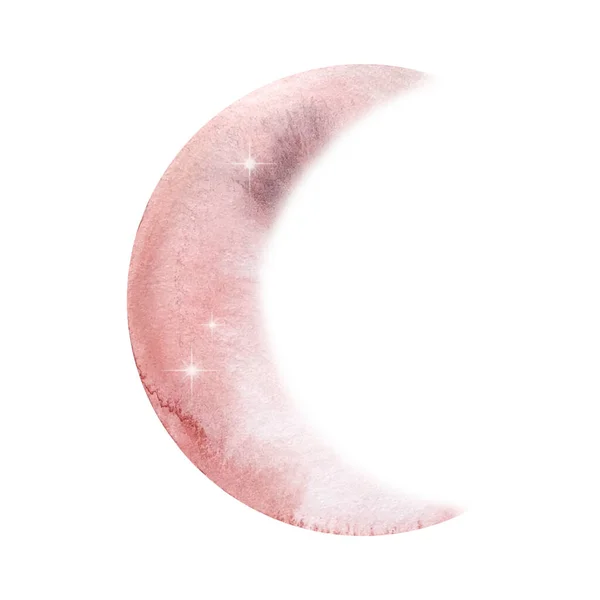 Acuarelă Lumină Semilună Roz Planetă — Fotografie, imagine de stoc