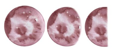 Bir dizi suluboya kırmızı ay, gezegenler, aşamalar