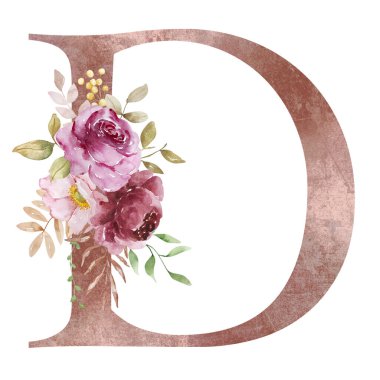 Suluboya çiçekli ve yapraklı Sonbahar Mektubu D