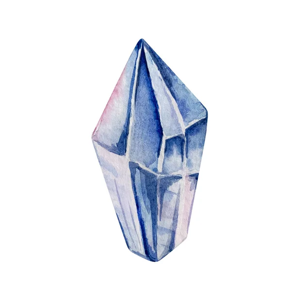 Akvarell Blå Kristall Mineral Ädelsten — Stockfoto