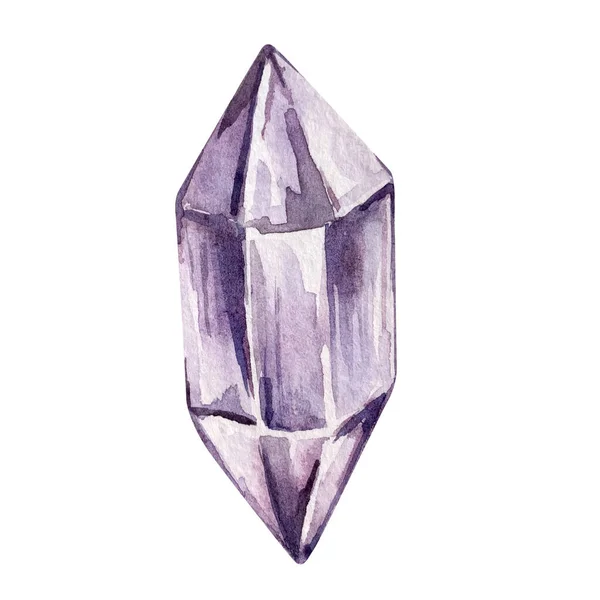 Acuarela Cristal Púrpura Mineral Piedra Preciosa — Foto de Stock
