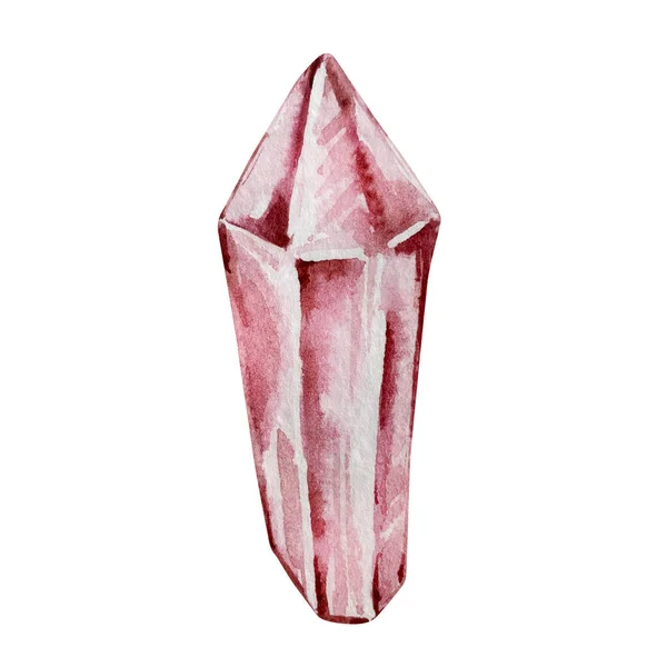 Akvarel Červený Krystal Minerál Drahokam — Stock fotografie