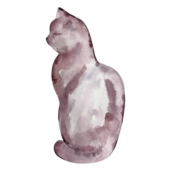 Акварель Рожевий Кіт Ілюстрація Тварина — стокове фото