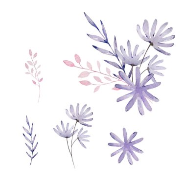 Suluboya buketler, koyu güller, çiçekler.