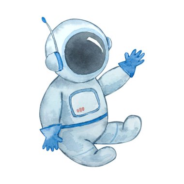 Suluboya şirin astronot, uzay çizimi