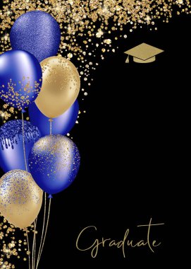 Mavi Altın Çerçeve Mezuniyet kartı Davetiyesi