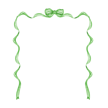 Suluboya kurdelenin yeşil çerçevesi ve yay