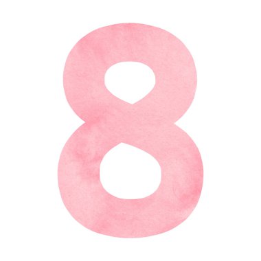 Suluboya açık pembe numara 8, kart ve baskı için tasarım