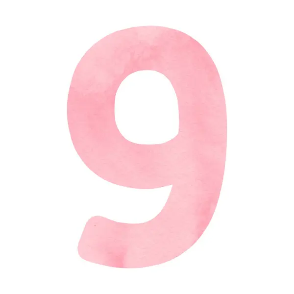 stock image Watercolor light pink number 0, design for cards and print