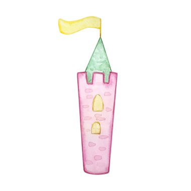 Suluboya Prenses kalesi, peri masalı illüstrasyonu