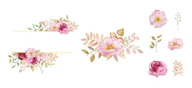 Sulu çiçeklerle süslenmiş altın sonbahar çerçeveleri. sonbahar yaprakları, tasarım ve baskı için