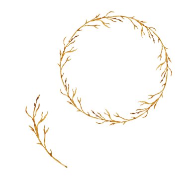 Sulu yapraklı sonbahar çelengi, tasarım ve baskı için.