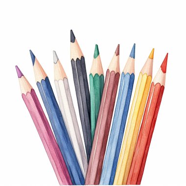 Beyaz arka planda suluboya okul renkleri, malzemeler