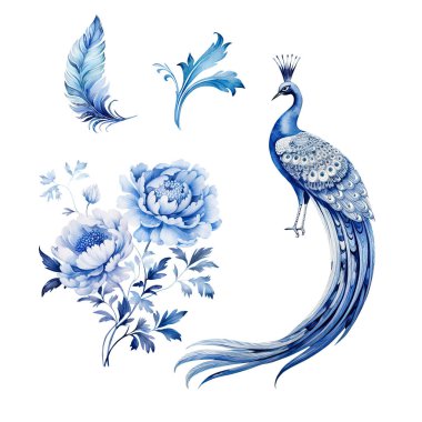 Suluboya Chinoiserie çiçek süsleme klasik sanat, Viktorya dönemi baskısı