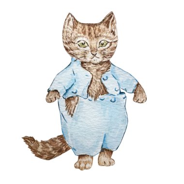 Suluboya Tom Kitten, arkadaşlar Peter Rabbit, çocuk kitabı illüstrasyonu