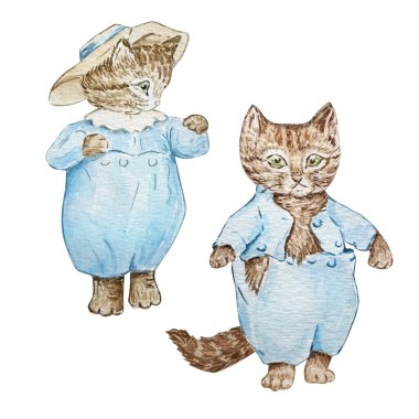 Suluboya Tom Kitten, arkadaşlar Peter Rabbit, çocuk kitabı illüstrasyonu