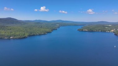 Lake Memphremagog aerial view in summer in Memphremangog Regional County Municipality RCM in Province of Quebec QC, Canada. 